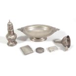 A collection of silver, comprising: a footed oval dish by Martin Hall & Co  A collection of silver,