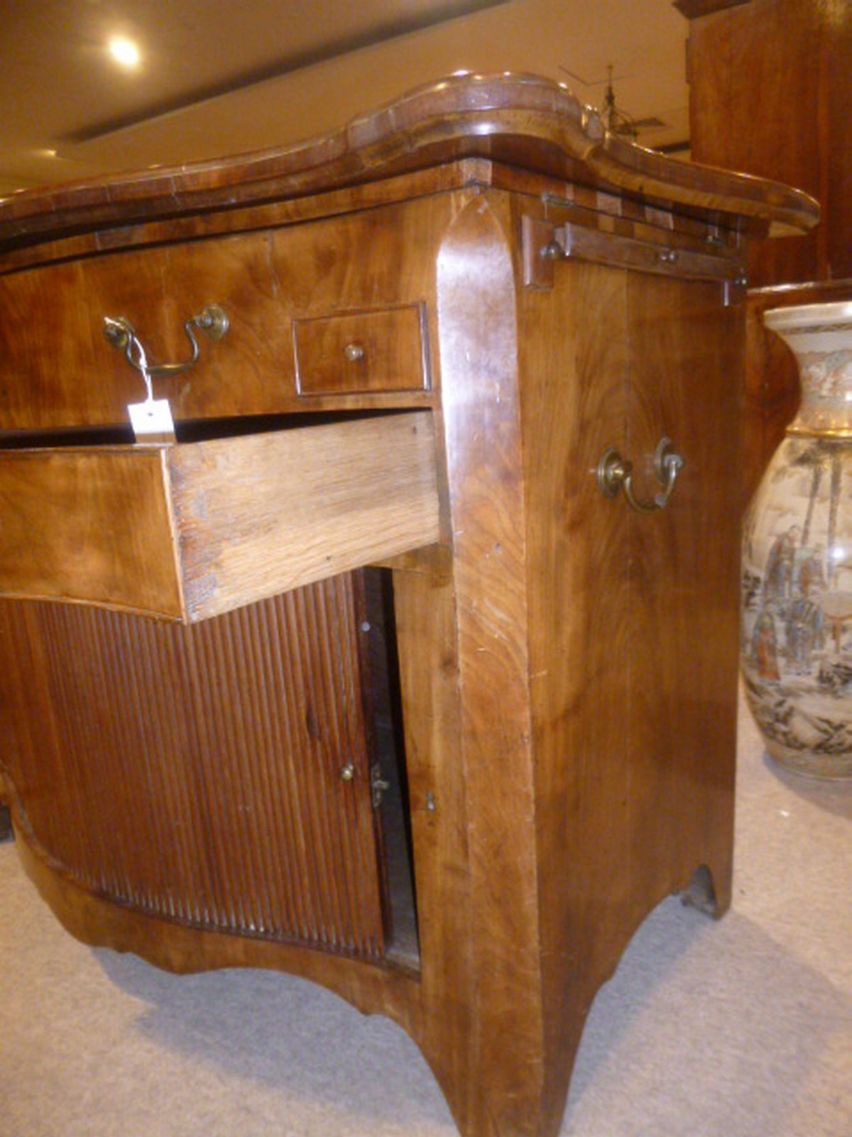 A Continental walnut serpentine fronted serving or dressing chest, late 18th/ early 19th century, - Image 10 of 11