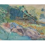 *Continental School (20th century) Sleeping Figures Oil on paper 44cm x 56cmBest Bid