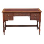 A mahogany kneehole desk in the George III style, late 19th/early 20th century, the rectangular