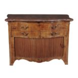 A Continental walnut serpentine fronted serving or dressing chest, late 18th/ early 19th century,