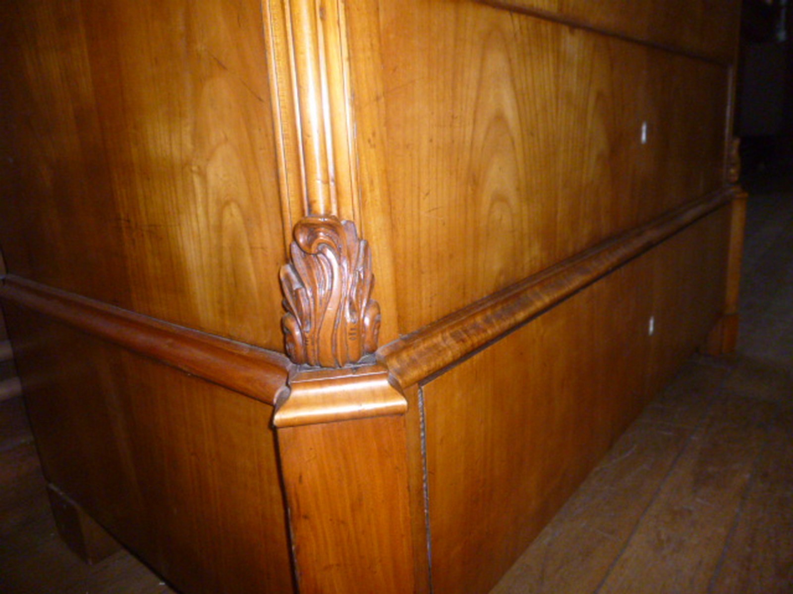 An Austrian birch and burr maple secretaire a abbatant, circa 1830-40, with carved crest over a - Image 6 of 8