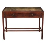 A George IV mahogany and rosewood crossbanded clerk's desk, circa 1825, the caddy moulded top with