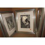 In the manner of Aubrey Beardsley Morte d'Arthur Six black and white illustrations  24cm x 20cm