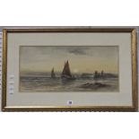 *F.. Watson (19th century)  Leaving Harbour Watercolour, a pair  Signed F. Watson R.W.S  24cm x