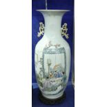 An early 20th Century Chinese two-handled vase, baluster shaped, decorated with figures and