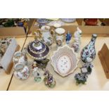 A mixed selection of Continental pottery and porcelain to include a Paris porcelain coffee pot and