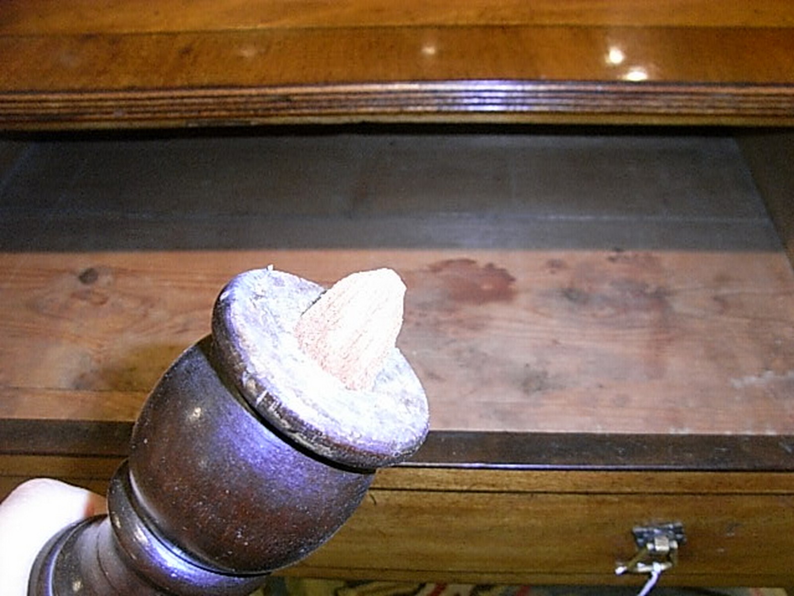 A Regency mahogany & strung inlaid breakfront sideboard, circa 1815, the central drawer and recessed - Image 7 of 9