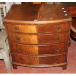 A Maple bowfront mahogany chest with four long drawers on bracket feet 84cm high, 78cm wide