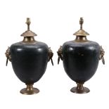 A pair of large painted-metal globular lamp bases  A pair of large painted-metal globular lamp bases