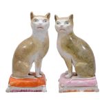 Two similar models of cats , late 19th century  Two similar models of cats  , late 19th century,