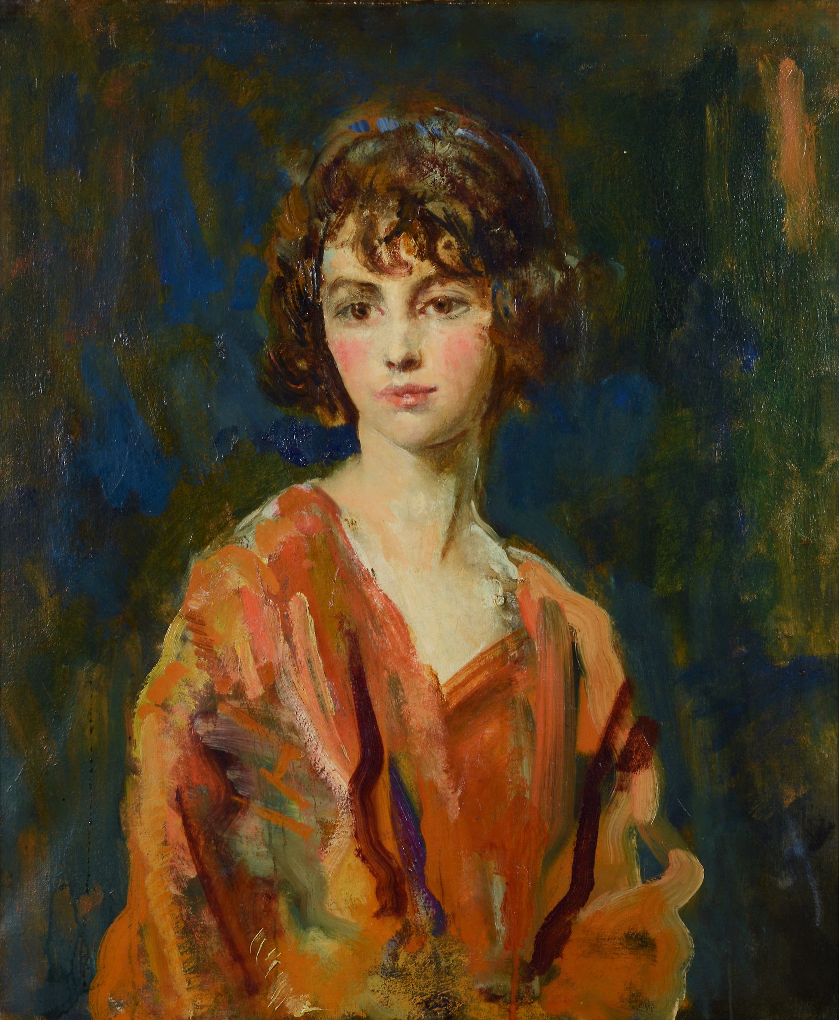 Ambrose McEvoy (1878 â€“ 1927) - Portrait of a young girl Oil on canvas 76.5 x 64 cm. (30 x 25 in)