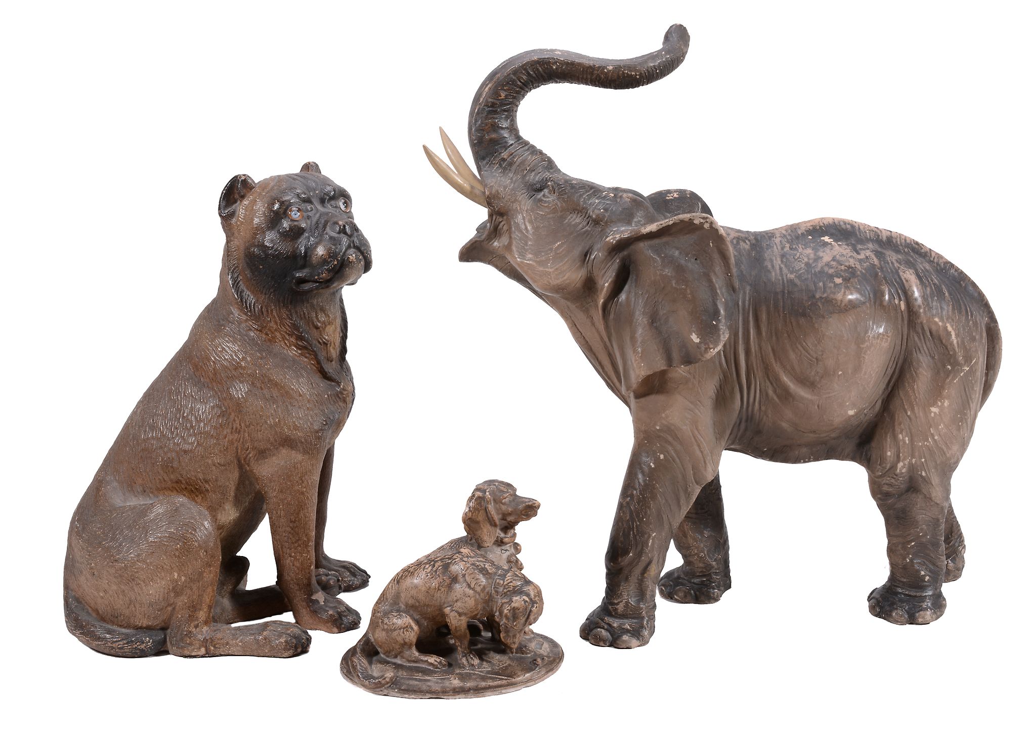 A Continental cold-painted terracotta model of bulldog, circa 1900  A Continental cold-painted