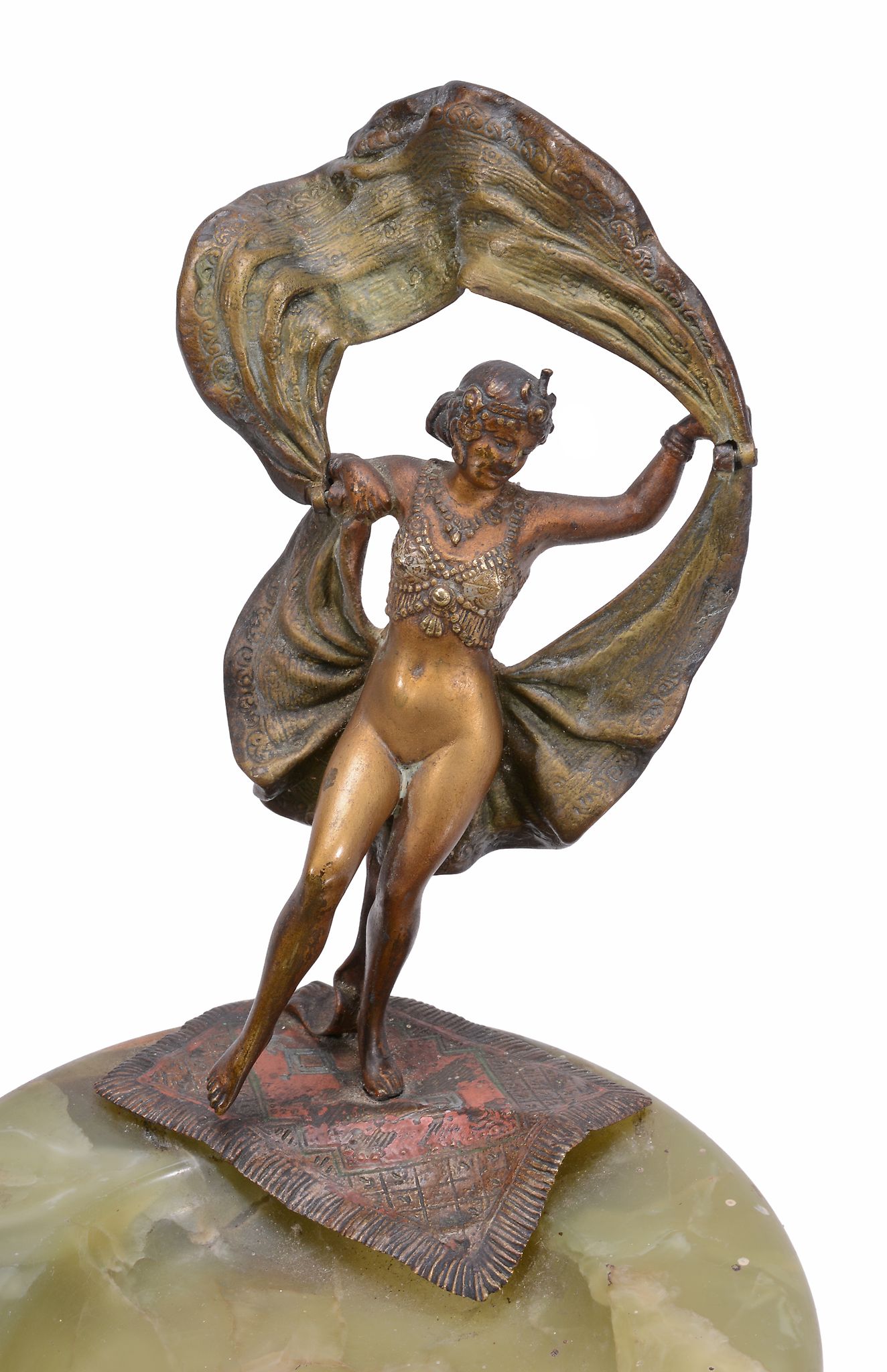 An Austrian cold painted bronze mounted onyx cindrier, early 20th century  An Austrian cold - Image 2 of 2