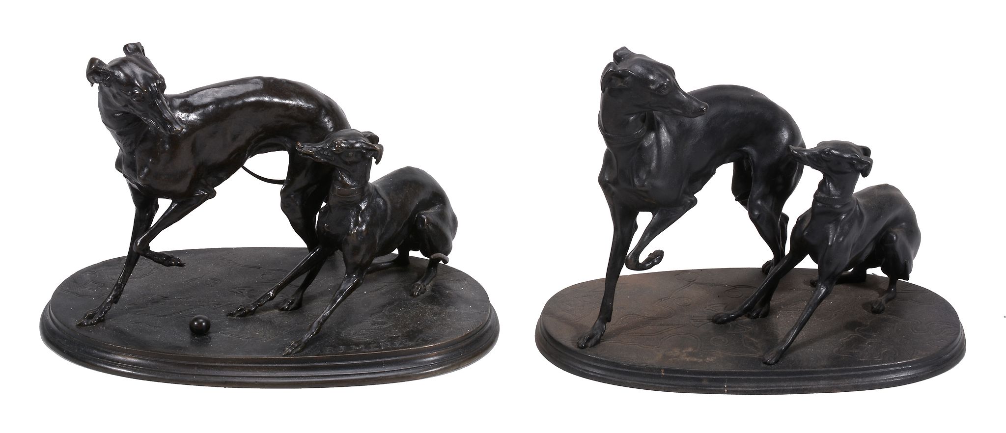 After Pierre Jules MÃªne, , a patinated bronze group of two whippets  After Pierre Jules MÃªne, (