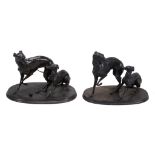 After Pierre Jules MÃªne, , a patinated bronze group of two whippets  After Pierre Jules MÃªne, (