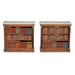 A pair of Regency rosewood dwarf open bookcases , circa 1815  A pair of Regency rosewood dwarf