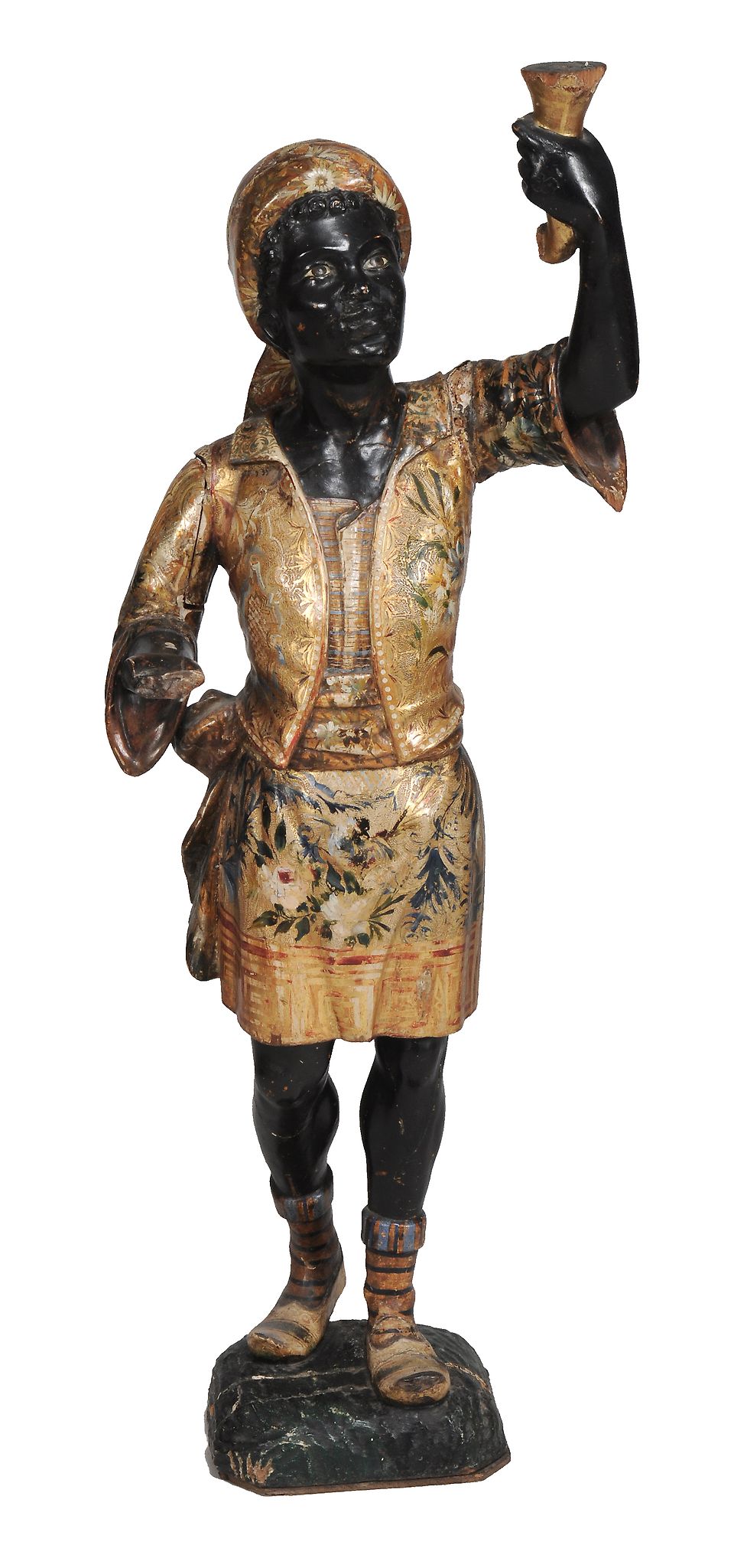 A carved and painted blackamoor figure, 19th century  A carved and painted blackamoor figure,   19th