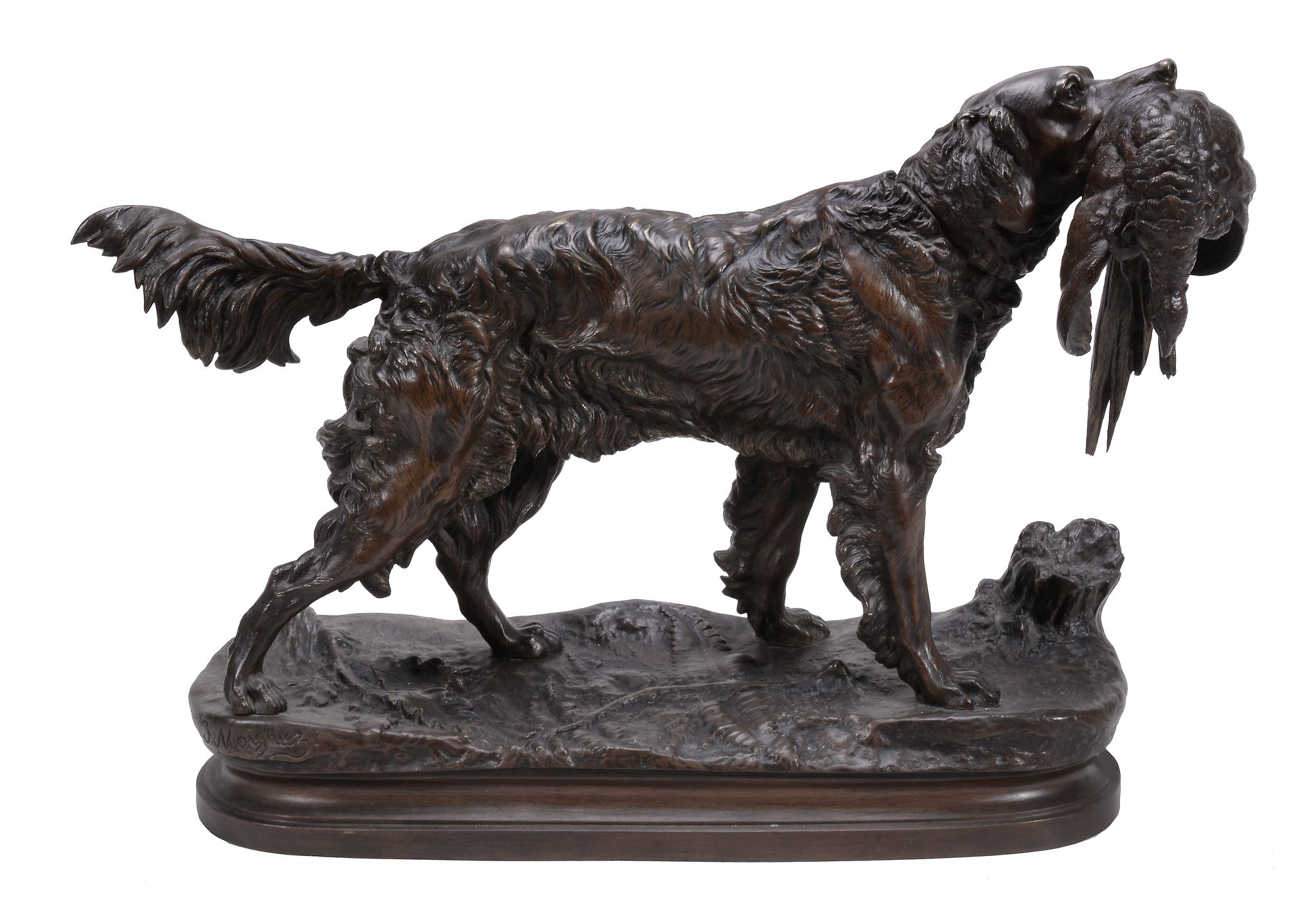 After Jules Moigniez , a patinated bronze model of a retriever  After Jules Moigniez ( French,