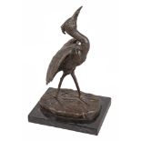 Agathon Leonard A patinated bronze model of a Heron standing signed in the...  Agathon Leonard (1841
