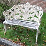 A Victorian cast iron Fern and Blackberry pattern garden bench  A Victorian cast iron Fern and
