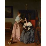 Charles Landseer (1799 - 1879) - Opening of the letter Oil on panel Signed and dated   1858