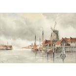 Louis van Staaten (1836 - 1909) - Views on the Maas, Dordracht A pair, watercolours, over pencil,