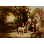 Thomas Falcon Marshall (1818 - 1878) - Feeding the Goat Oil on canvas   Signed   54 x 74cm