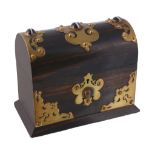 A Victorian coromandel, brass and cabochon hardstone mounted tea caddy  A Victorian coromandel,