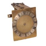 A rare small English hooded wall timepiece movement and dial, Unsigned  A rare small English