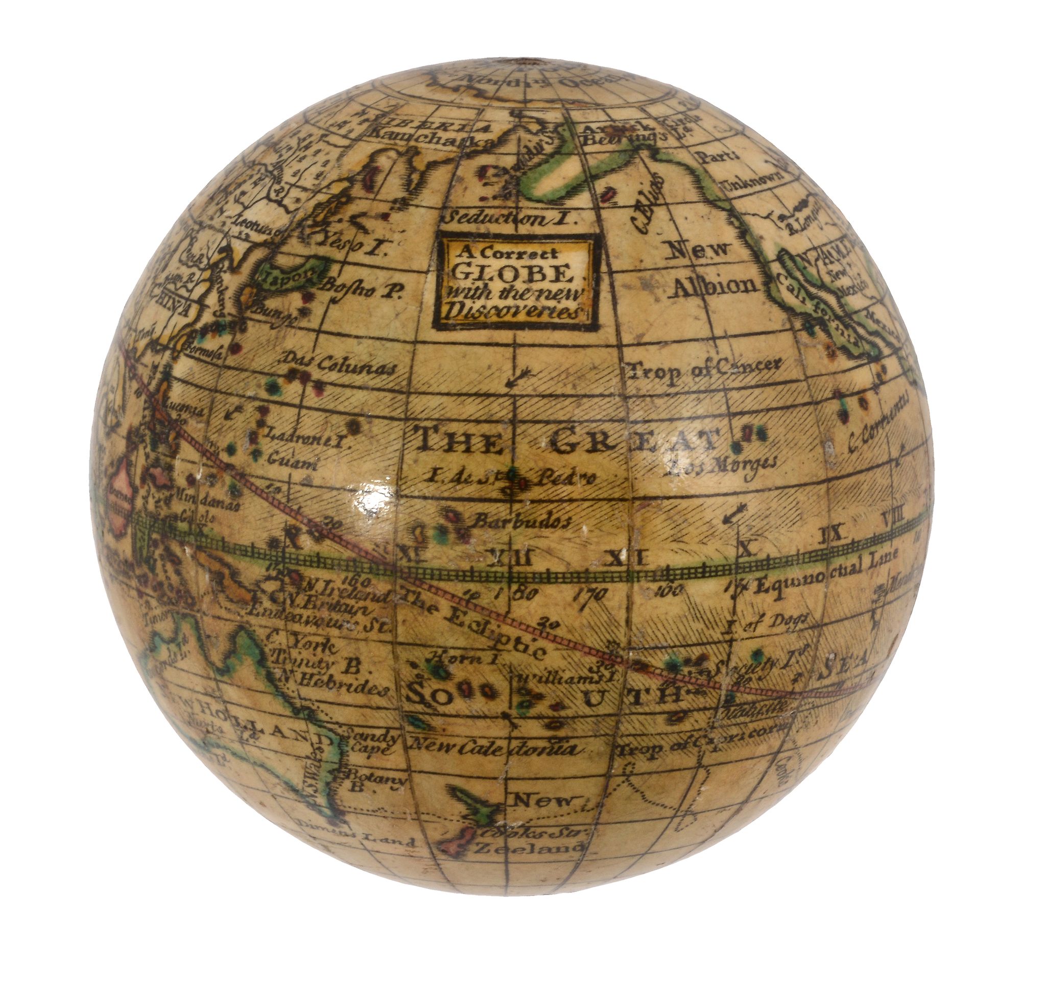 A fine English 2.75 inch pocket globe Attributed to George Adams junior...  A fine English 2.75 inch - Image 2 of 6