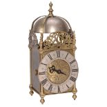 A Queen Anne brass lantern clock Francis Mitten, Chichester  A Queen Anne brass lantern clock