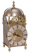 A Queen Anne brass lantern clock Francis Mitten, Chichester  A Queen Anne brass lantern clock
