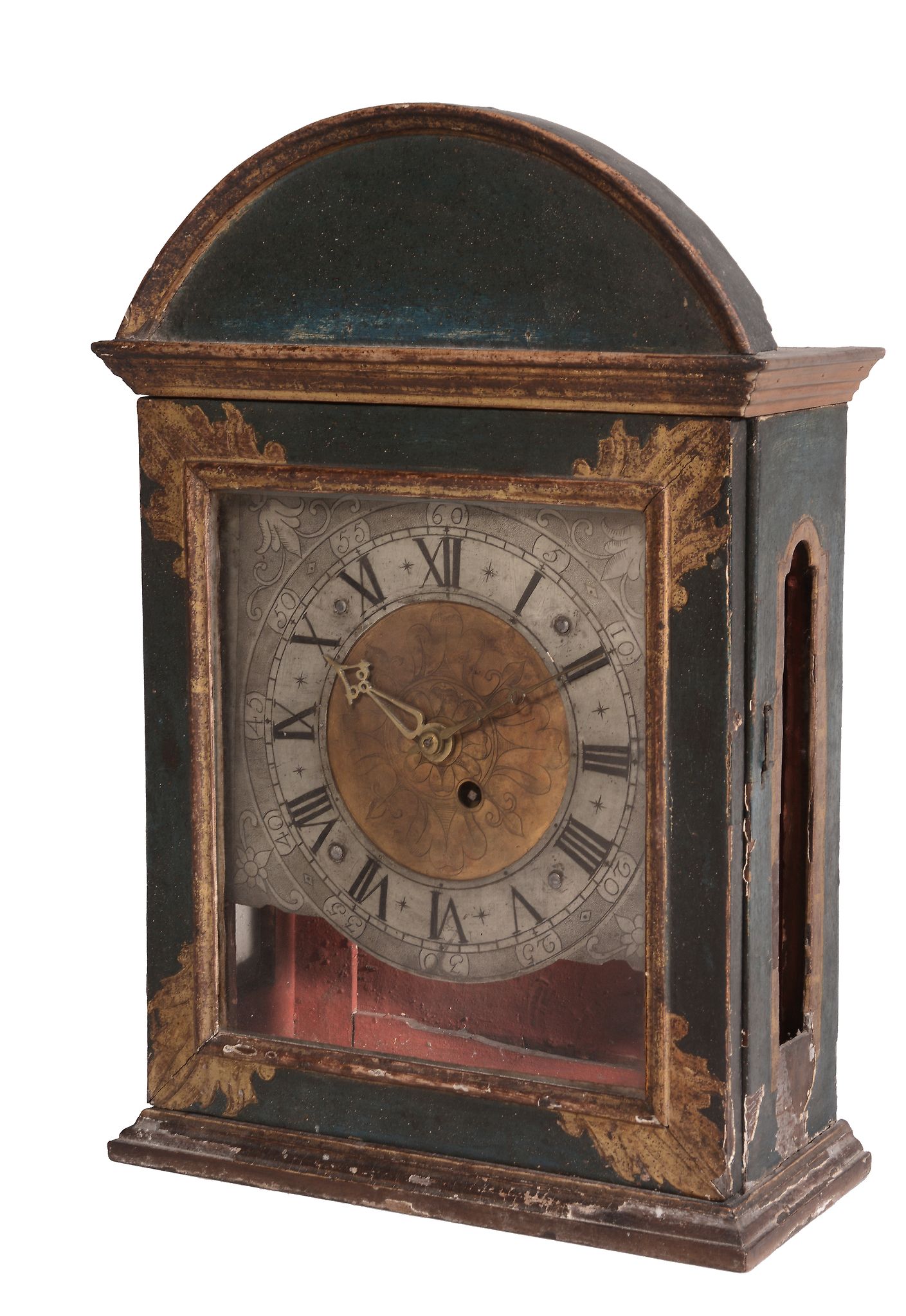 A rare blue and gilt lacquered 'religieuse' table clock Unsigned  A rare blue and gilt lacquered '
