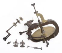 A fine and rare clockmaker's brass double-framed balance engine Attributed...  A fine and rare