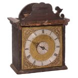 A rare George III scumbled pine hooded wall timepiece with alarm Thomas...  A rare George III