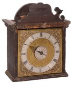 A rare George III scumbled pine hooded wall timepiece with alarm Thomas...  A rare George III