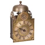 A George II small iron framed hook-and-spike wall timepiece with alarm Unsigned  A George II small