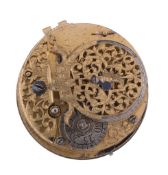 A fine William III gilt brass verge pocket watch movement Thomas Tompion, London, number 2893