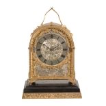 A fine Victorian engraved gilt brass hump-back carriage clock with push-button repeat and original