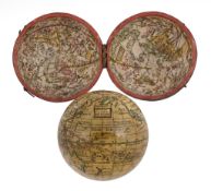 A fine English 2.75 inch pocket globe Attributed to George Adams junior...  A fine English 2.75 inch