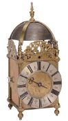 A William III brass lantern clock Joseph Norris, Abingdon  A William III brass lantern clock  Joseph