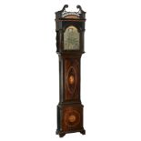 A George III inlaid mahogany eight-day longcase clock with moonphase...  A George III inlaid