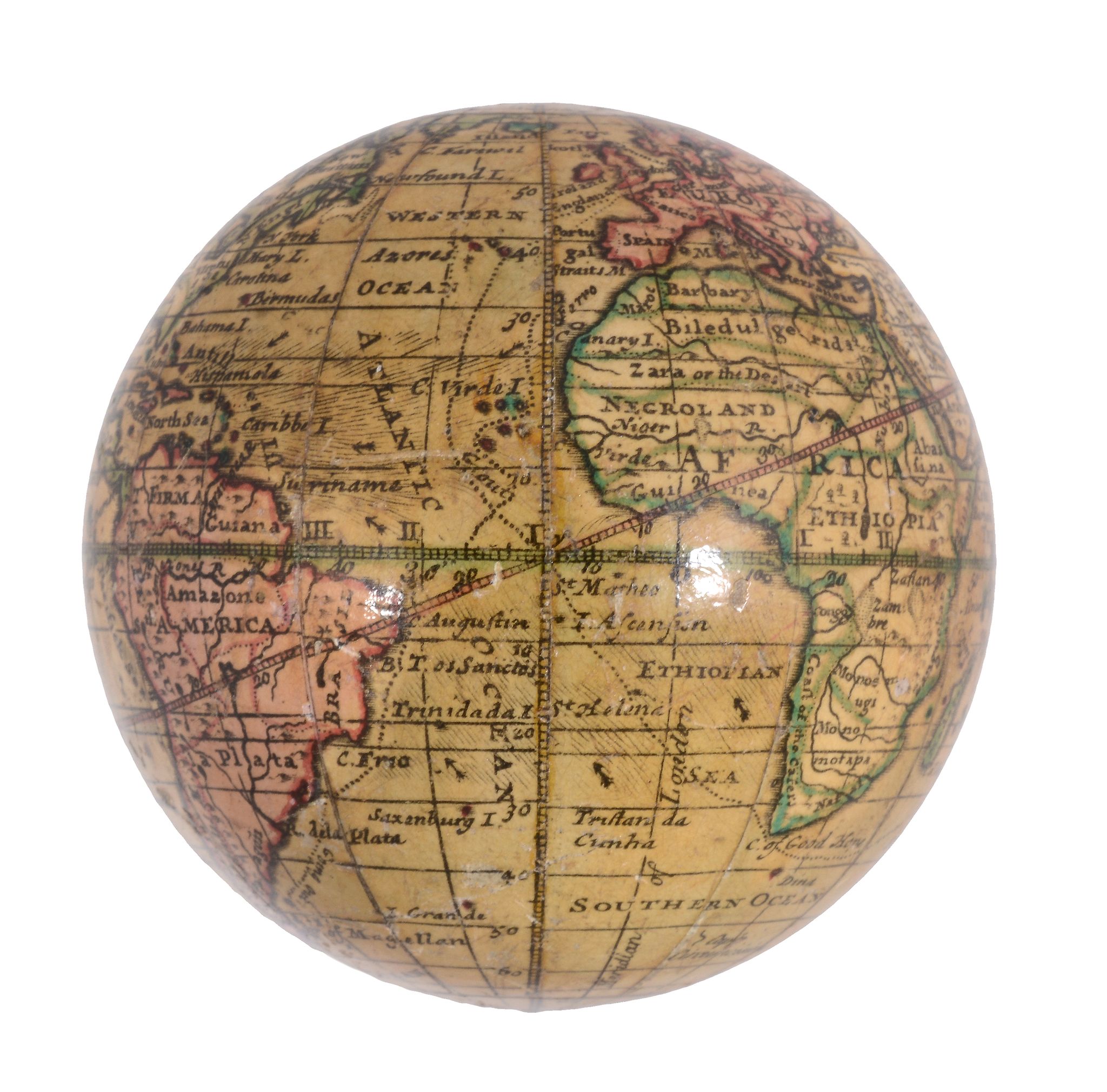 A fine English 2.75 inch pocket globe Attributed to George Adams junior...  A fine English 2.75 inch - Image 5 of 6