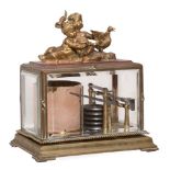 A rare French gilt brass and red marble small barograph Richard Freres, Paris  A rare French gilt