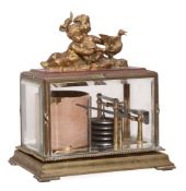 A rare French gilt brass and red marble small barograph Richard Freres, Paris  A rare French gilt
