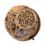 A fine William III gilt brass verge pocket watch movement Thomas Tompion and Edward Banger,