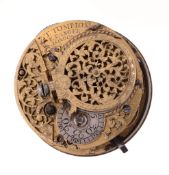 A fine William III gilt brass verge pocket watch movement Thomas Tompion and Edward Banger,