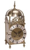 A Victorian brass lantern clock The dial bearing signature for Richard Rayment  A Victorian brass