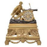 A fine French Louis Philippe ormolu and patinated bronze figural 'Napoleon  A fine French Louis